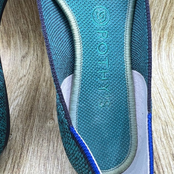 Rothy's The Point Women's 8.5 Spruce Python Geometric Knit Pointed Toe Flats - Picture 5 of 10